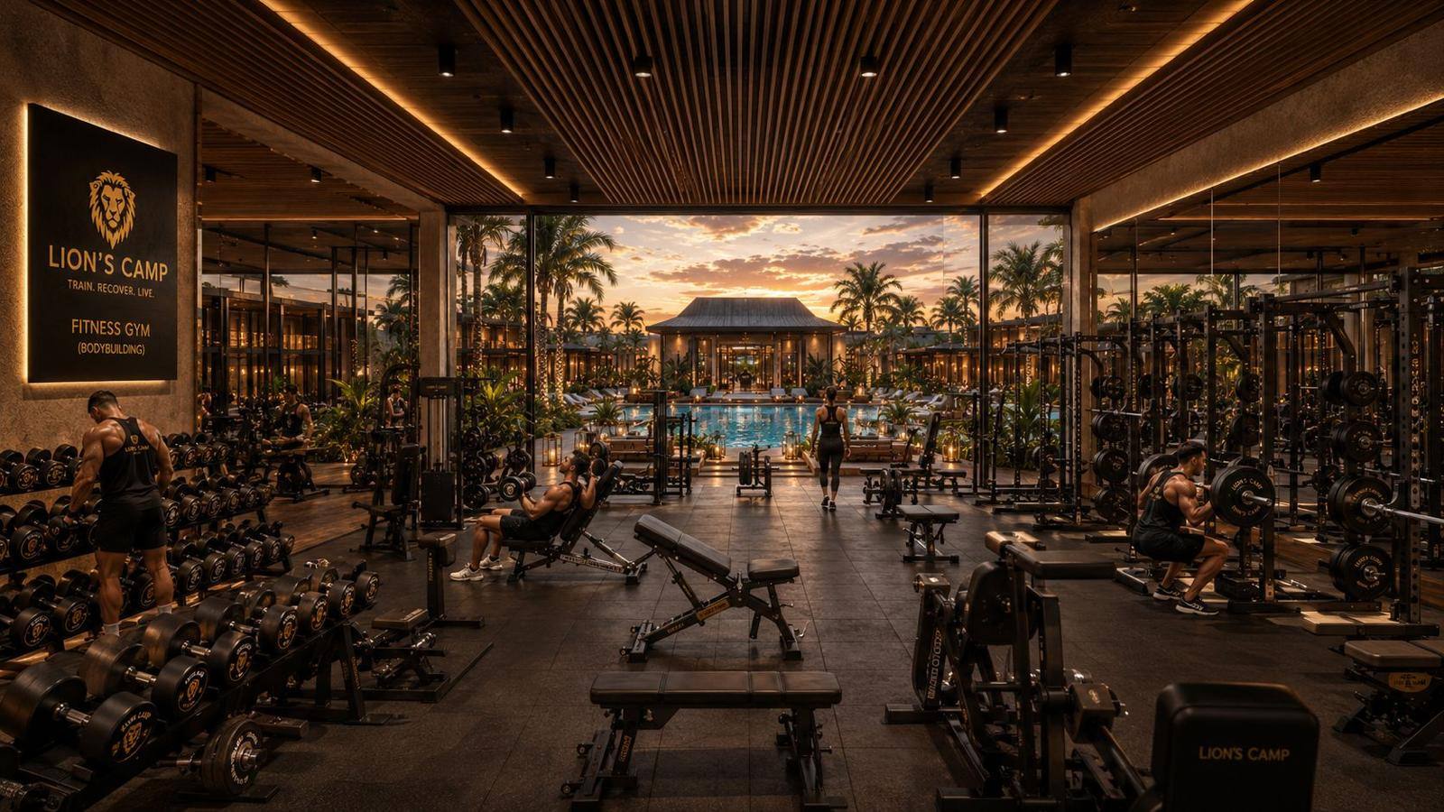 Open-air strength and bodybuilding floor at LION'S CAMP